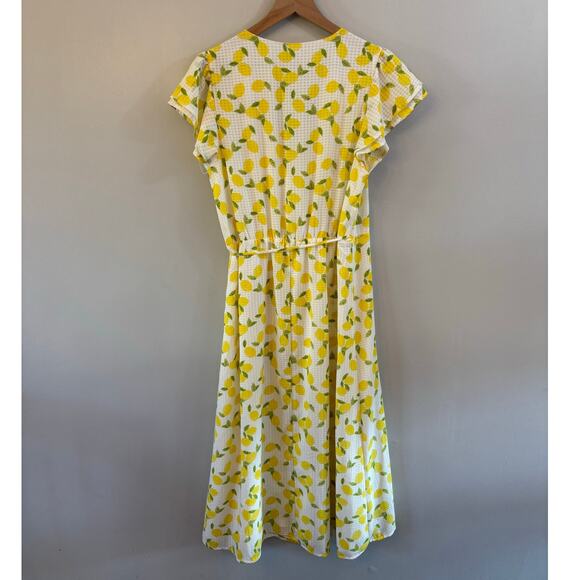 Draper James RSVP Lemon Warp Midi Dress Size Large - Picture 7 of 10
